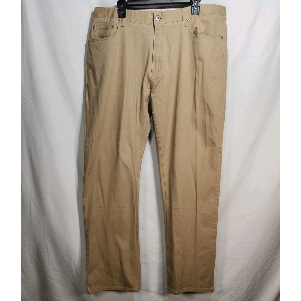Iron Co Classic Comfort Straight Leg Mens Khaki Pants Size 40/32 Beige Chinos